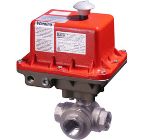 33D Series Stainless Steel 3-way ball valve with heavy-duty explosion proof electric actuator