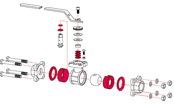 38 Tri-Clamp with Cavity Fillers Series Seal Kit Drawing