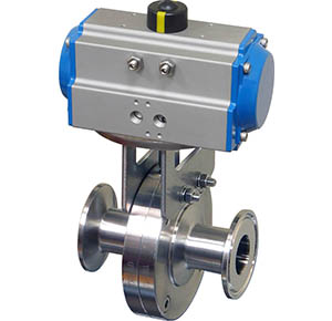 BFY Series Sanitary butterfly valve with dual scotch yoke spring return pneumatic actuator
