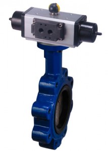 Resilient seat butterfly valve with pneumatic actuator