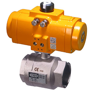 101 Series Ni Plated Brass Ball Valve with rack and pinion spring return pneumatic actuator
