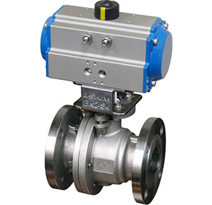 150F/300F Series ANSI Flanged Ball Valve with dual rack-n-pinion double acting pneumatic actuator