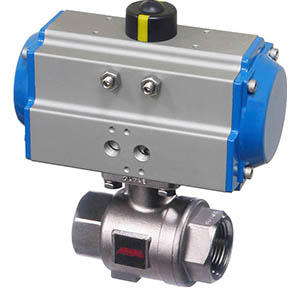 26 Series stainless steel ball valve with dual rack-n-pinion double acting pneumatic actuator