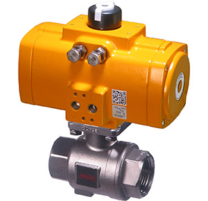26 Series stainless steel ball valve with dual scotch yoke double acting pneumatic actuator