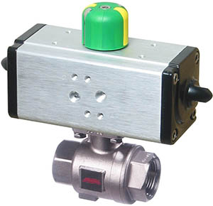 26 Series stainless steel ball valve with dual scotch yoke double acting pneumatic actuator