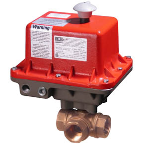 31D Series Brass 3-way ball valve with heavy-duty explosion proof electric actuator