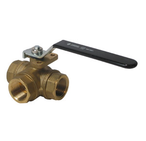 31D Series Brass 3-way ball valve with manual lever