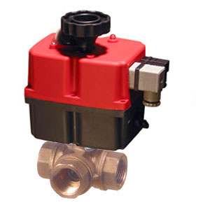 31D Series Brass 3-way ball valve with multi-voltage electric actuator