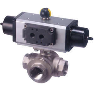 26 Series stainless steel ball valve with dual scotch yoke spring return pneumatic actuator