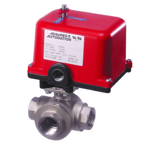 33D Series Stainless Steel 3-way ball valve with general duty electric actuator
