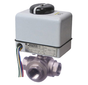 33D Series Stainless Steel 3-way ball valve with compact industrial electric actuator