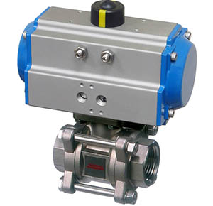 36 Series stainless steel ball valve with dual rack-n-pinion double acting pneumatic actuator