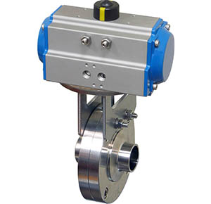 BFY Series Sanitary butterfly valve with rack and pinion double acting pneumatic actuator