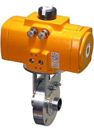 BFY Series Sanitary butterfly valve with rack and pinion double acting pneumatic actuator