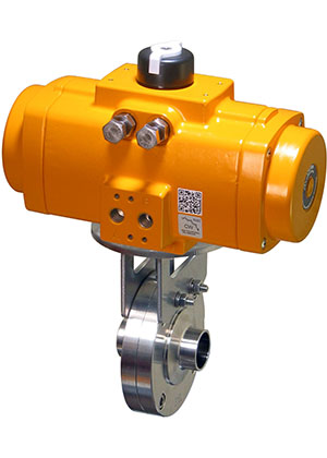 BFY Series Sanitary butterfly valve with rack and pinion spring return pneumatic actuator