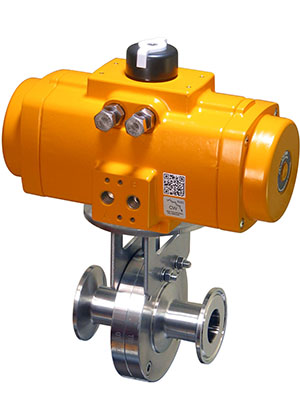 BFY Series Sanitary butterfly valve with dual scotch yoke spring return pneumatic actuator