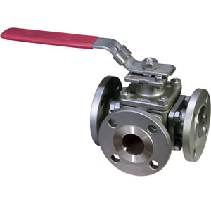 300# Flanged Carbon Steel 3-way Ball Valve with manual lever