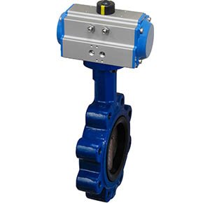 ST Series Resilient Seated Butterfly Valve with rack and pinion double acting pneumatic actuator