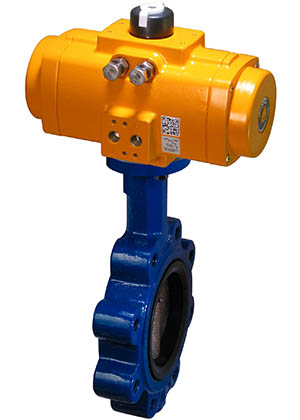 ST Series Resilient Seated Butterfly Valve with rack and pinion spring return pneumatic actuator