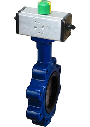 ST Series Resilient Seated Butterfly Valve with rack and pinion double acting pneumatic actuator