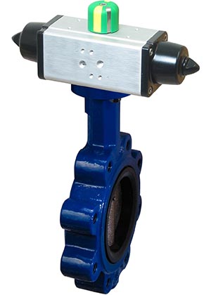ST Series Resilient Seated Butterfly Valve with rack and pinion spring return pneumatic actuator