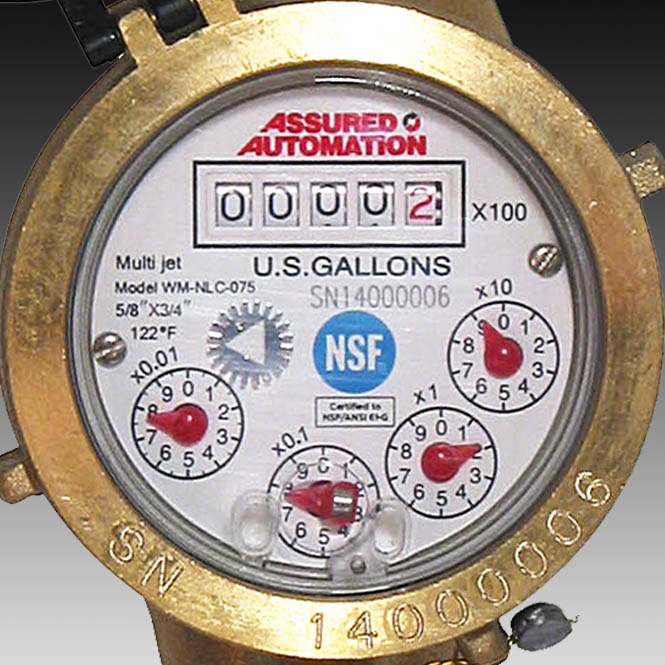 Assured Automation WM-NLC Series Lead Free Brass Water Meter 3/4 