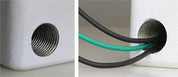 NPT conduit entry for wires entering an electric actuator