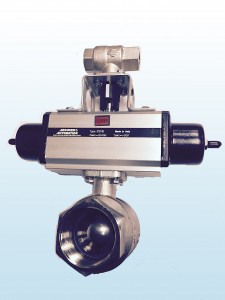 Space saving full port ball valves with pneumatic actuator