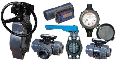 Group of PVC valves and Meters